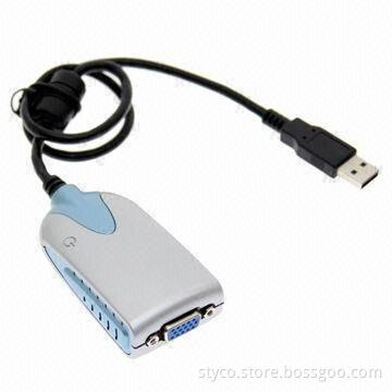 External USB to VGA Converter Display Adapter, Up to 1,600 x 1,200 Bits High-resolution